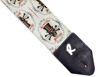 3 inch Skull Top Hat Guitar Strap-Skull Guitar Strap-Punk Guitar Strap-Double Padded -Fits Electric Base and Acoustic Guitars