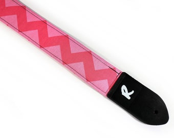 Pink Zigzag  Guitar Strap - Cute - Adjustable -Double Padded-Durable-Super Soft-Works for Acoustic Bass or Electric