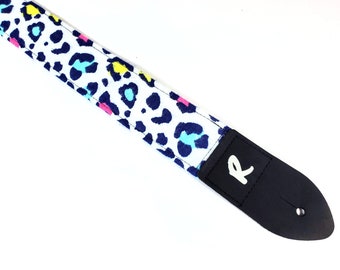 Handmade Colorful Leopard Print Guitar Strap-Colorful Cheetah Guitar Strap Double Padded-Animal Print