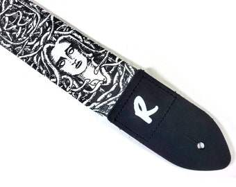 Medusa Guitar Strap - Black and White Medusa Guitar Strap -Fits Electric Base and Acoustic Guitars