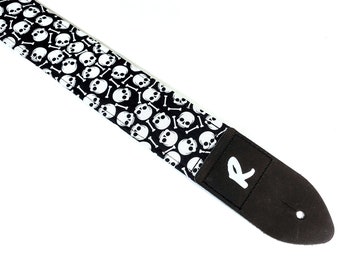 Skulls Guitar Strap - Skull Guitar Strap -Double Padded - Hand Crafted - Bass Electric Acoustic