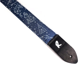 Howling Wolf Guitar Strap - Wolf Constellation Guitar Strap - Star Wolf Guitar Strap -  Ursa Major Guitar Strap-Astronomy