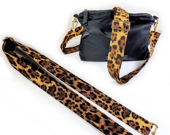 Cross Body Leopard Print Guitar Style Bag Strap -  Cheetah Print Guitar Style Bag Strap Custom Color- Adjustable -Double Padded-Durable-