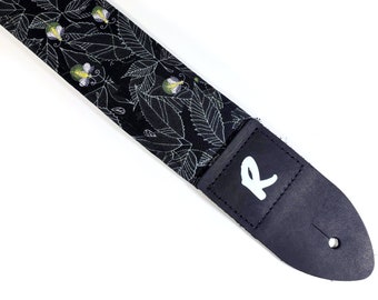 Firefly Guitar Strap on Black- Glowing Firefly Guitar Strap- Double Padded-Comfortable- Works for Electric, Bass, or Acoustic