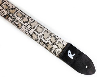 Dungeon Map Guitar Strap - Board Game Guitar Strap- Role Playing Game Guitar Strap-