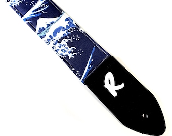 Japanese Wave Guitar Strap - "The Wave" Guitar Strap - Abstract Wave Guitar Strap - Acoustic, Electric, or Bass