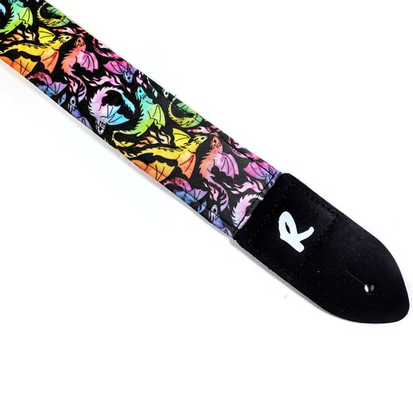 Dragon Phoenix Guitar Strap - Colorful Dragons Guitar Strap - Adjustable -Double Padded-Durable-Super Soft