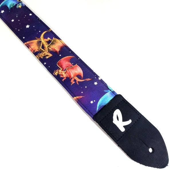 Dragon Guitar Strap - Colorful Dragons Guitar Strap - Adjustable -Double Padded-Durable-Super Soft