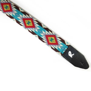 Aztec - Turquoise Tribal - Navajo - Southwestern Guitar Strap - Handmade