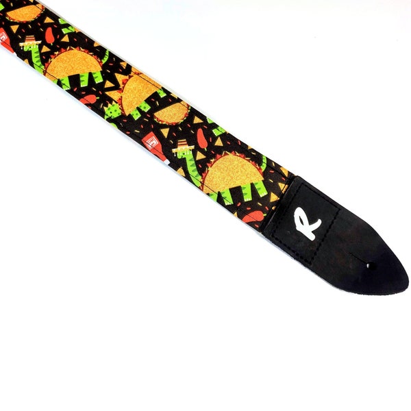 Tacosaurus Guitar Strap - Taco Dinosaurs - Dino Taco Guitar Strap- Universal Guitar Strap-Double Padded Comfortable