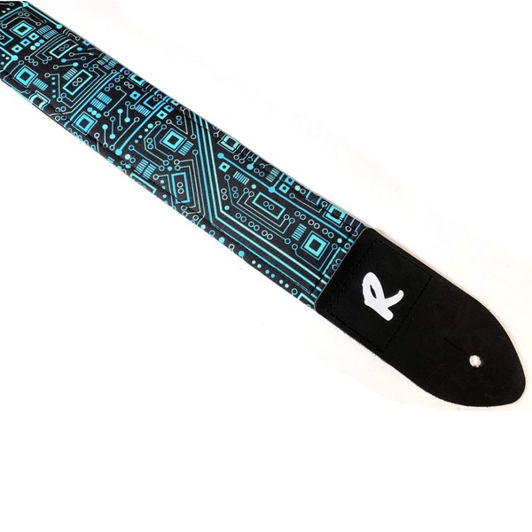 Blue Computer Circuit Board Guitar Strap-Double Padded- Fits Electric Acoustic or Bass Guitars