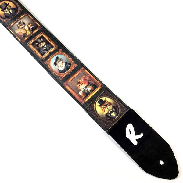 Fancy Cats Guitar Strap - Top Hat Cats Guitar Strap - Tea Time Cats Guitar Strap - Victorian Cats Guitar Strap - Universal Guitar Strap