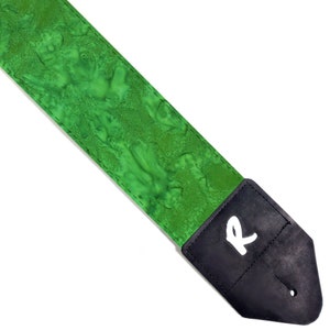3 inch Green Batik Guitar Strap-Bright Green Guitar Strap-3 inch Width Guitar Strap-Double Padded -Fits Electric Base and Acoustic Guitars