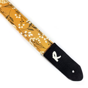 Yellow Dandy Lion Ukulele Strap  -Mustard-Handmade - Double Padded-Cool Ukulele Strap - Button Ukulele Strap 1.5 Inch 38cm