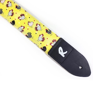 Chicken Guitar Strap - Hen Rooster Collage Guitar Strap-  Handmade Guitar Strap - Country Guitar Strap - Double Padded Comfortable