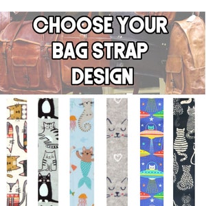 Cross Body Cat Choose Your Design Bag Strap, Sweater Cats, Ocean Cats, Space Cats-Custom Hardware Color- Adjustable Double Padded