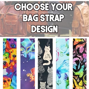 Cross Body Animal Choose Your Design Guitar Style Bag Strap - Custom Hardware Color- Adjustable -Double Padded-Durable-