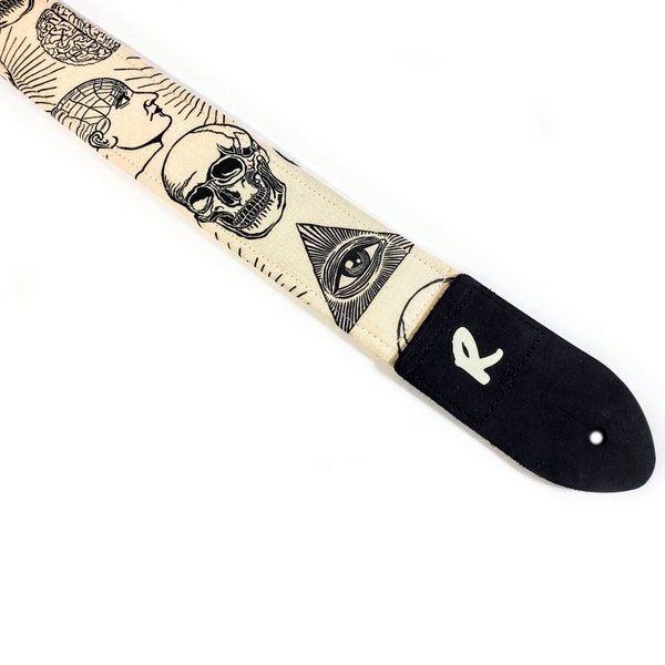 All Seeing Eye Guitar Strap -  Skull Guitar Strap - Brain Guitar Strap - Double Padded - Comfortable