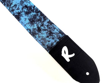 Dark Blue Tie Dye Guitar Strap - Deep Blue Guitar Strap -Azul-Ocean Guitar Strap-Acoustic, Bass, or Electric