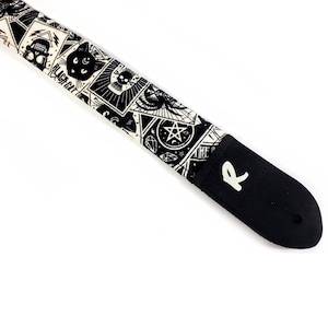 Pentagram Spider Cat Tarot Guitar Strap -  Spirit Board Guitar Strap - Talking Board Guitar Strap - Double Padded - Comfortable