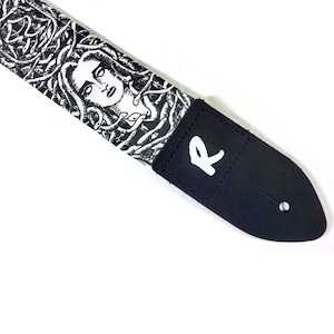 Medusa Guitar Strap - Black and White Medusa Guitar Strap -Fits Electric Base and Acoustic Guitars