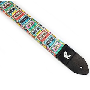 Mix Tape Gitarrengurt - Bunter Throwback Gitarrengurt - Funktioniert für E-Gitarren, Bass- oder Akkustikgitarren