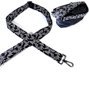 Cross Body Black and White Butterfly Guitar Style Bag Strap - Butterfly Purse Strap-Custom Hardware Color-Adjustable -Double Padded-Durable-