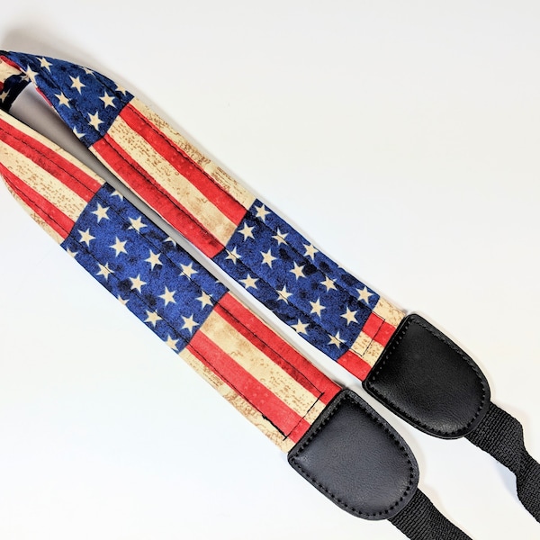 American Flag Ukulele Strap - Rustic Stars and Stripes - Go USA!