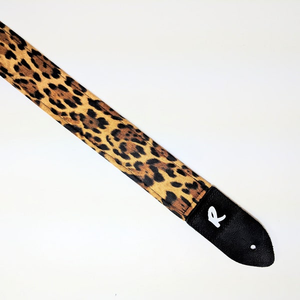 Handmade Leopard Print Guitar Strap-Double Padded-Animal Print- Cheetah Print Guitar Strap-