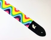 Psychedelic Rainbow Wave Guitar Strap -Rainbow Ribbon Guitar Strap - Fits Acoustic, Electric or Bass Guitars