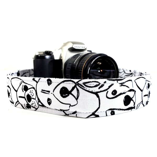 Dog Camera Strap -  Black and White Dog Camera Strap - Dog Camera Strap Double Padded Comfortable-DSLR / SLR-