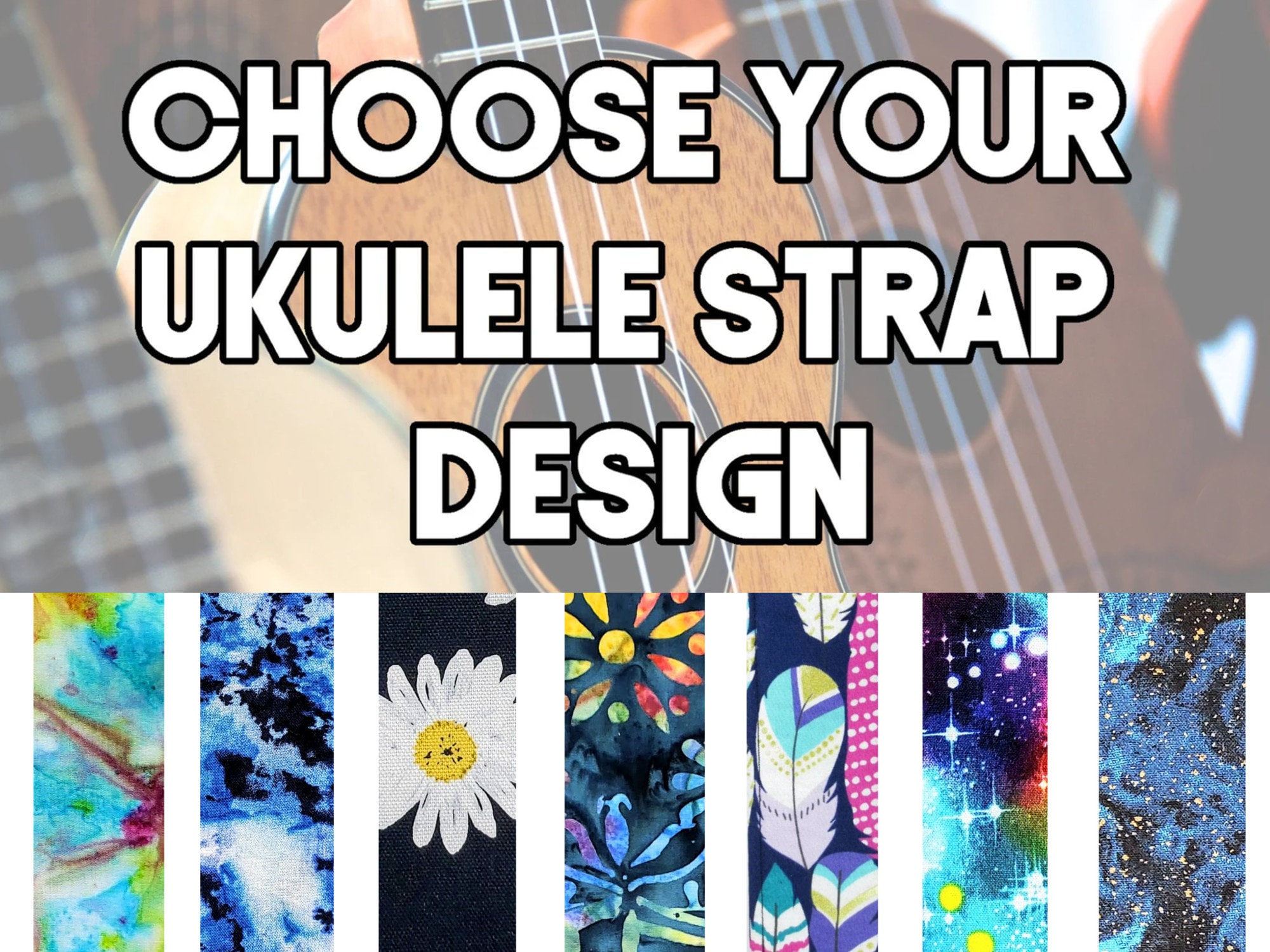 Ukulele Strap - Your Choice Button Strap - Double Padded Button Ukulele Strap
