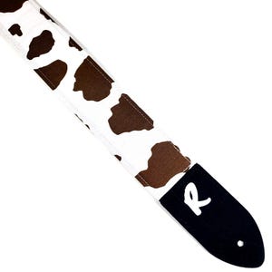 Brown Cow Print Guitar Strap - Adorable Cow Print Guitar Straps -Double Padded - Handcrafted