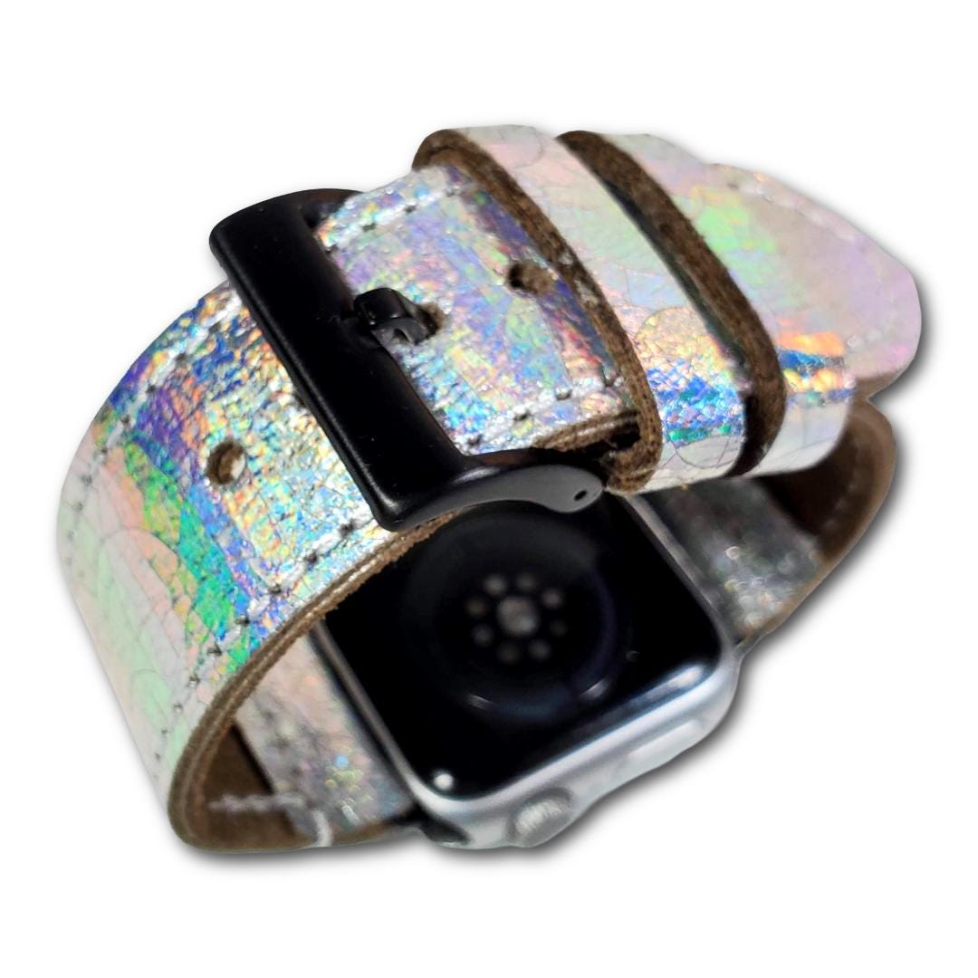 Y2K Iridescent Floral/rhinestone watch/leather band NEW BATTERY Women main image 4