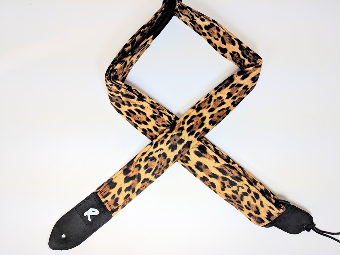 Handmade Leopard Print Guitar Strapdouble Paddedanimal Etsy