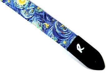 Starry Night Guitar Strap -Vincent Van Gogh Guitar Strap- Impressionist Guitar Strap- Comfortable Padded - Double Padded-