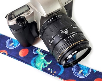 Space Dinosaur Camera Strap - Dinosaurs in Space Camera Strap - Double Padded Comfortable-DSLR / SLR
