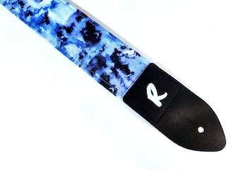 Blue Tie Dye Guitar Strap - Deep Blue and Light Blue Guitar Strap -Azul-Ocean Guitar Strap-Acoustic, Bass, or Electric