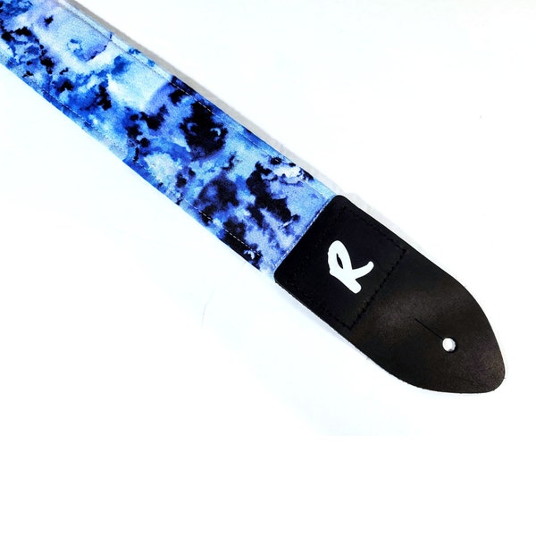 Blue Tie Dye Guitar Strap - Deep Blue and Light Blue Guitar Strap -Azul-Ocean Guitar Strap-Acoustic, Bass, or Electric