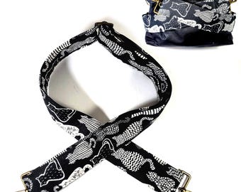 Bandoulière noire style guitare chat - Bandoulière chat style guitare - Couleur personnalisée - Ajustable - Double rembourrage - Durable-