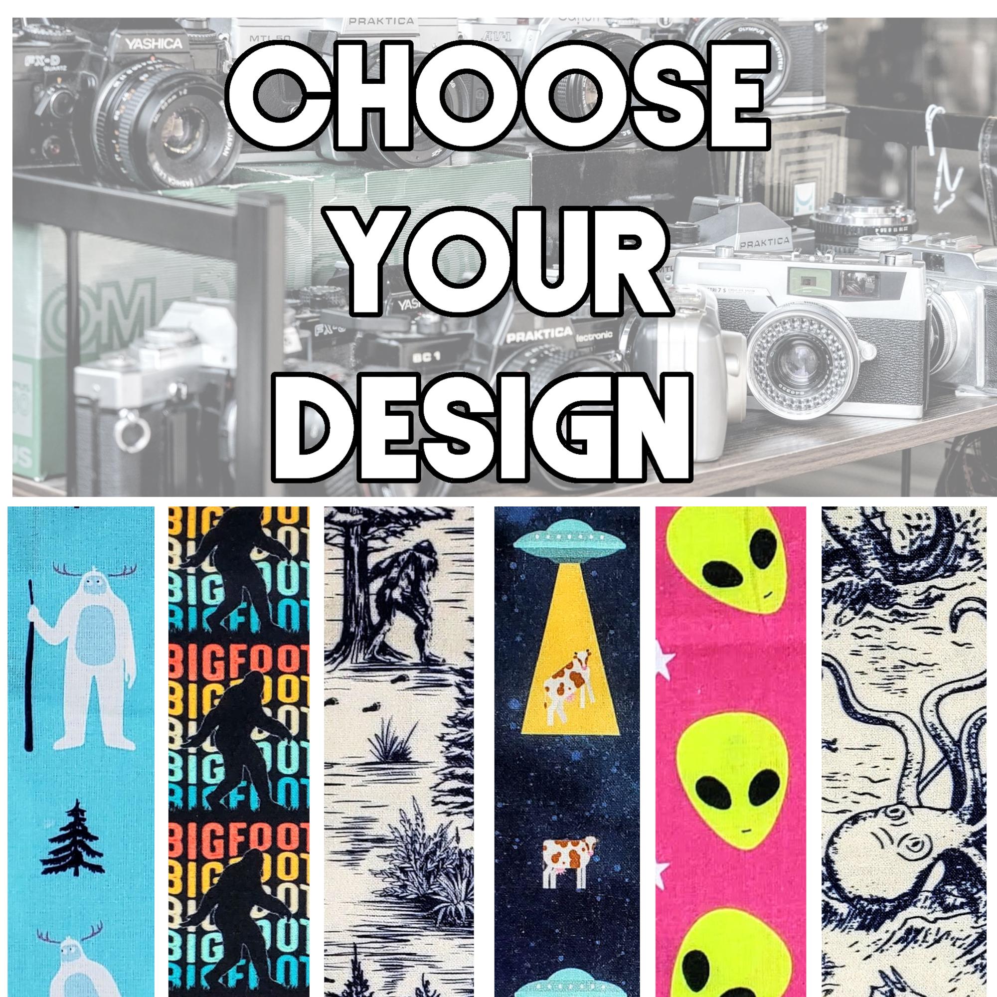Choose Your Camera Strap - Your Choice Yeti Bigfoot Vintage UFO Cow Pink Alien Sea Monster Camera Strap-Double Padded Comfortable-DSLR/SLR