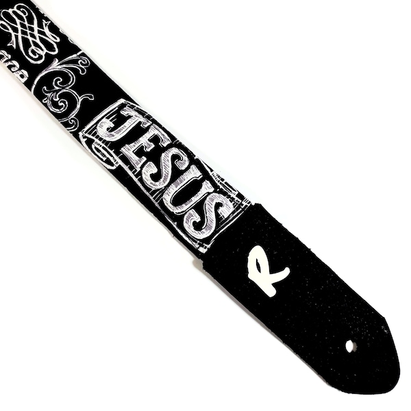 Jesus Ukulele Strap - Chalkboard Religious Ukulele Strap -Handmade - Double Padded-Ukulele Strap - Button Ukulele Strap 1.5 Inch 38cm