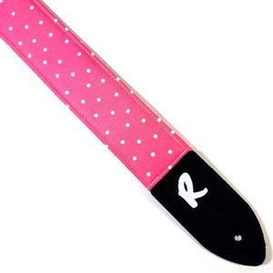 Pink Tupfen Gitarrengurt - Kleine Punkte Gitarrengurt - Pink Weiß Punkte Verstellbar - Doppelt Gepolstert- Langlebig-Super Weich