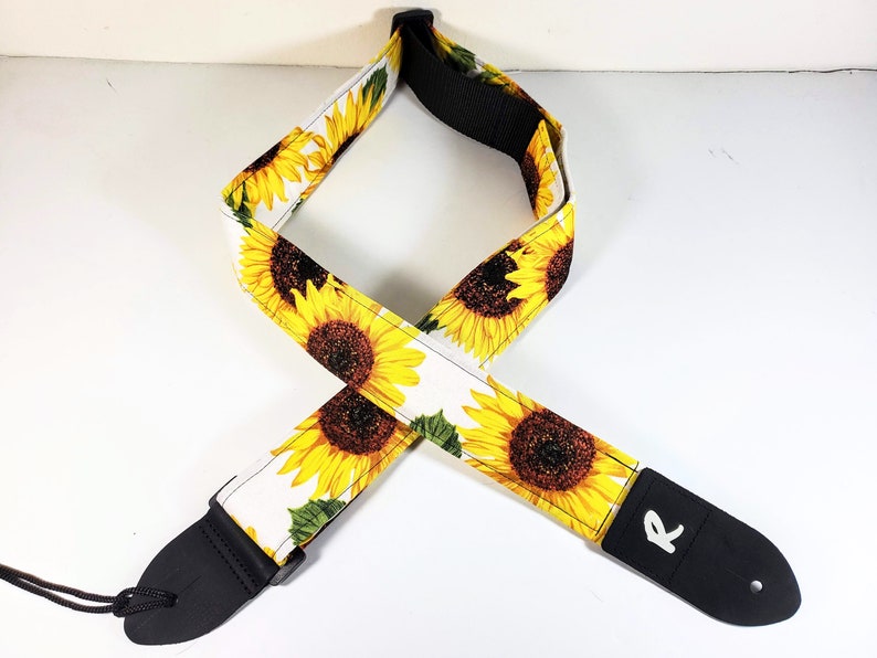 Sunflower Guitar Strap Yellow Sun Flower Guitar Strap Double Padded Comfortable-Fits Electric Base and Acoustic Guitars image 3