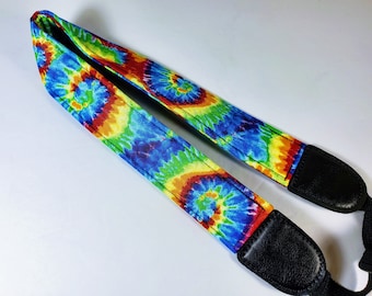 TIE DYE Print Ukulele Strap - 60s - Hippie - Groovy - Ukulele Strap -Double Padded-Cool Ukulele Strap - Button Free - Universal Strap