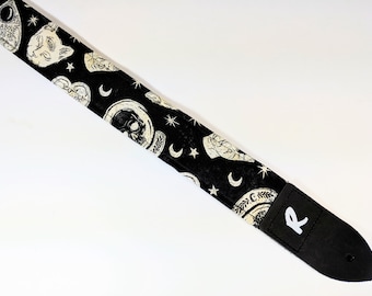 Ouija Board Guitar Strap -  Skull Guitar Strap - Day of the Dead-Crystal Ball - Double Padded - Comfortable