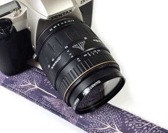 Lila träd kamerarem - Lila vit träd kamerarem - Dubbel vadderad bekväm - DSLR / SLR