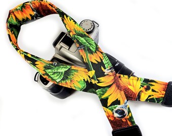 Sunflower Camera Strap - Wild Flowers Camera Strap - Double Padded Comfortable-DSLR / SLR