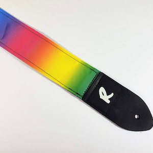 Rainbow Ombre Guitar Strap -Rainbow Ribbon Guitar Strap - Fits Acoustic, Electric or Bass Guitars