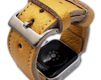 Metallic Gold Genuine Leather Apple Watch Band – Personalized Christmas Gift Metallic Gold Genuine Leather Watch Band for Apple Watch  main image 2